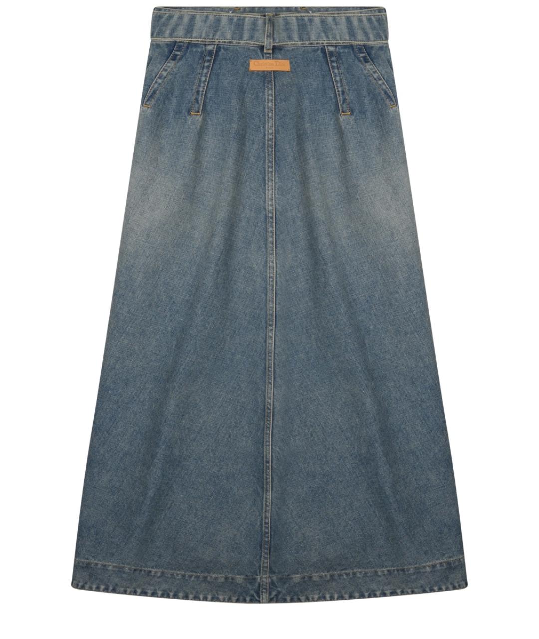 CHRISTIAN DIOR Синяя хлопковая юбка миди, фото 2