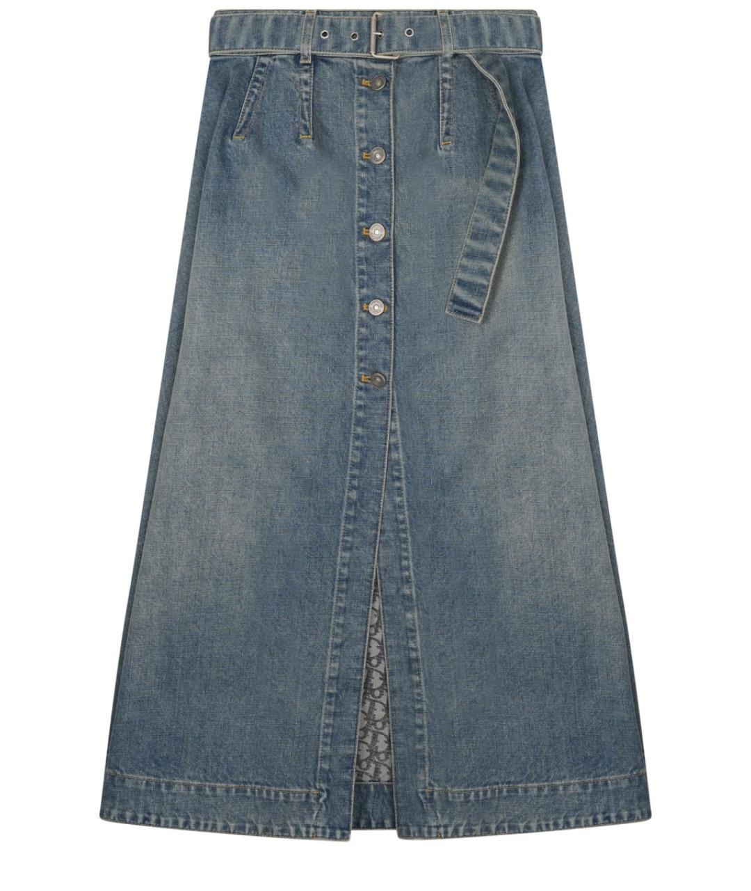 CHRISTIAN DIOR Синяя хлопковая юбка миди, фото 1