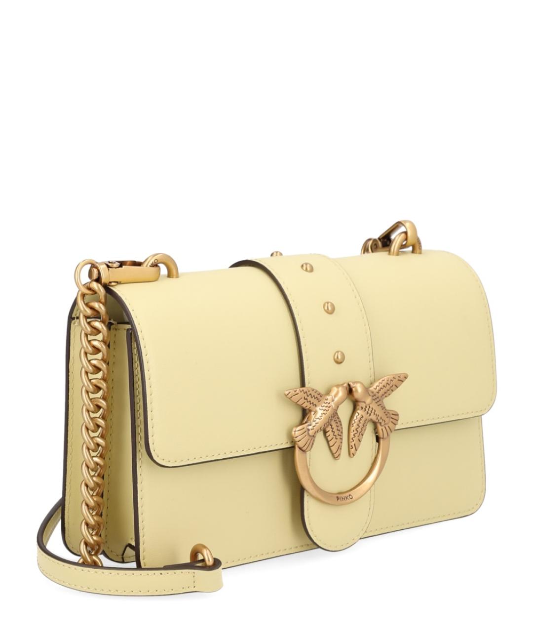 PINKO Желтая сумка через плечо из искусственной кожи, фото 3