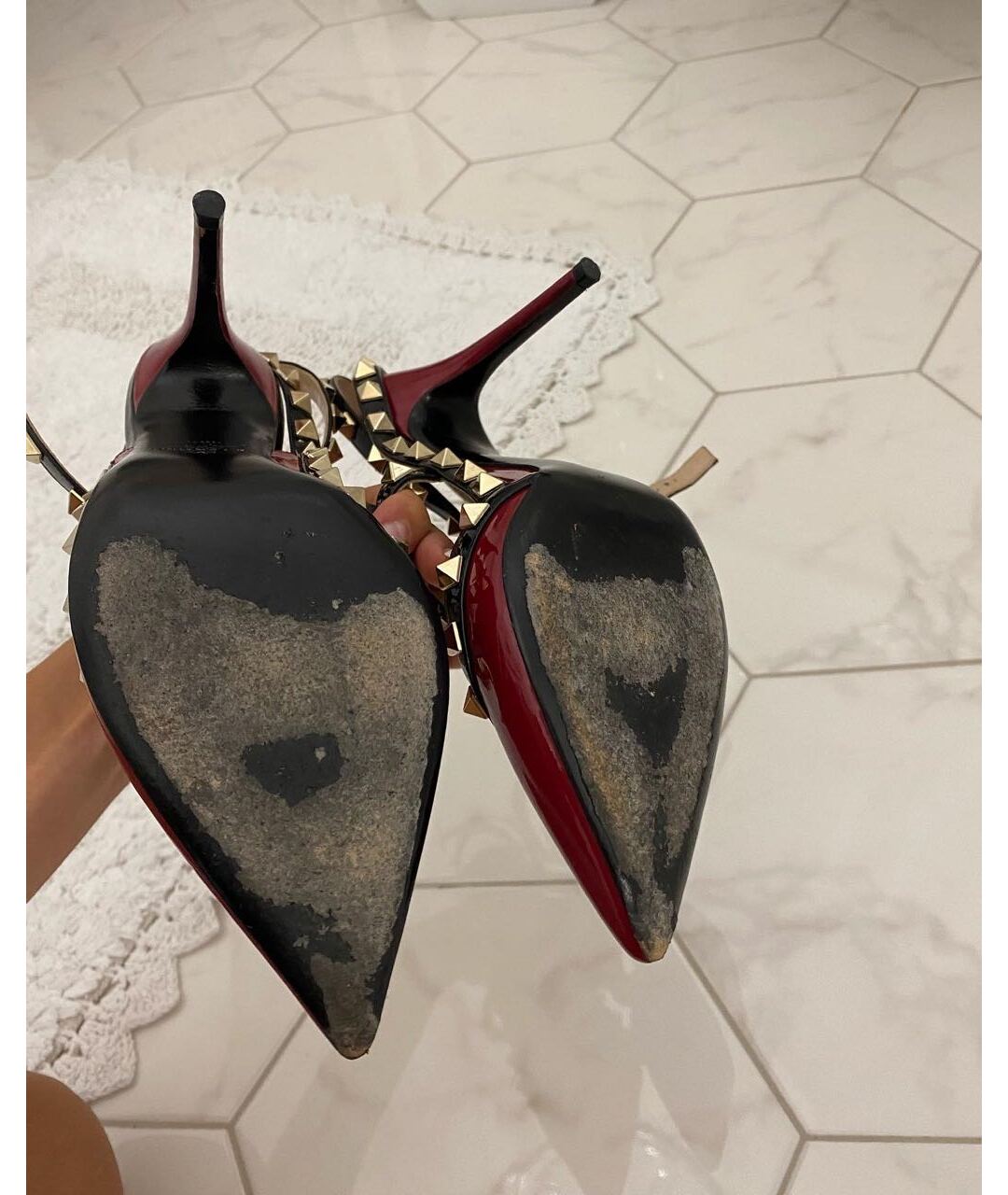 VALENTINO Бордовые босоножки из лакированной кожи, фото 5