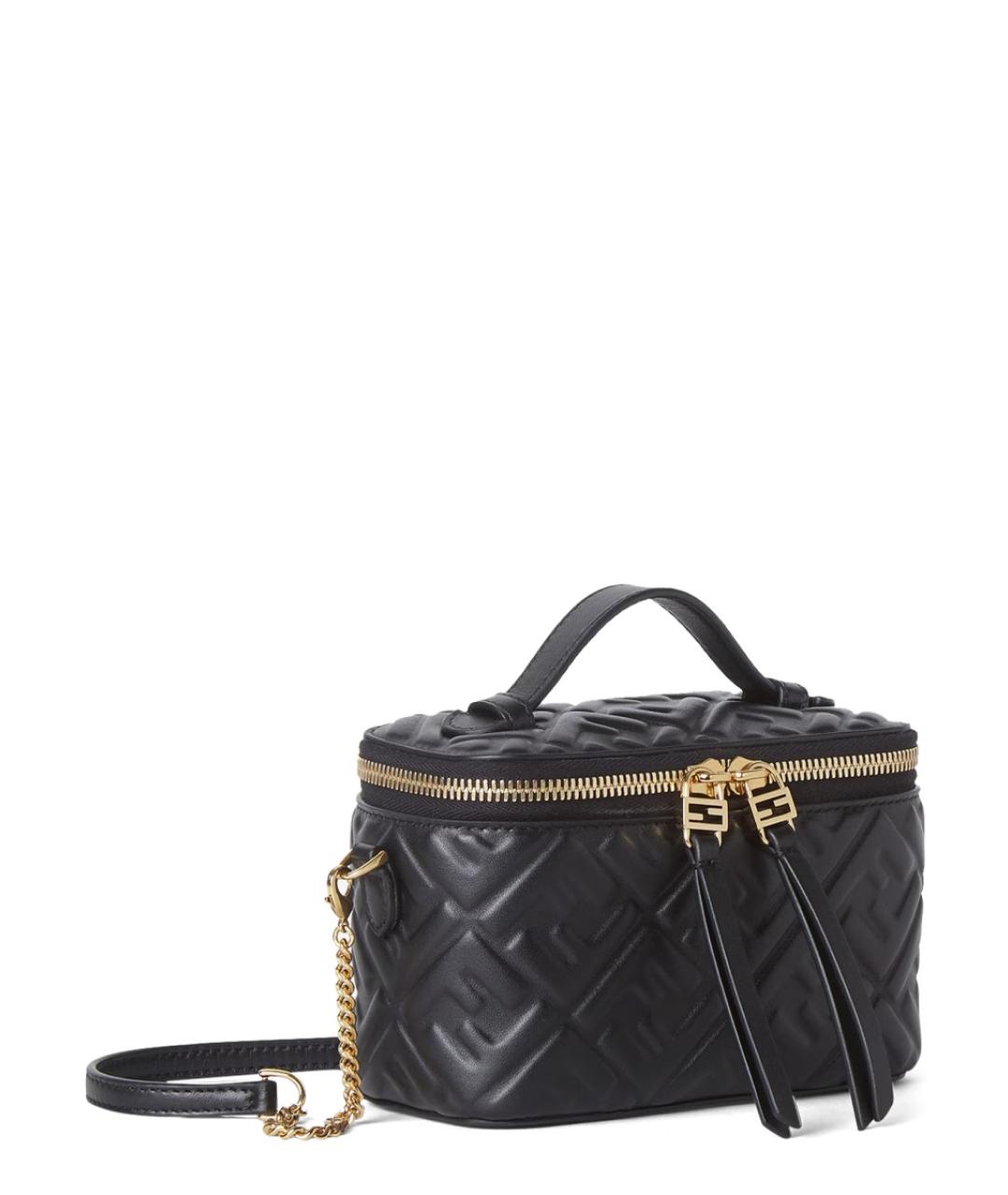 FENDI Черная кожаная сумка с короткими ручками, фото 3