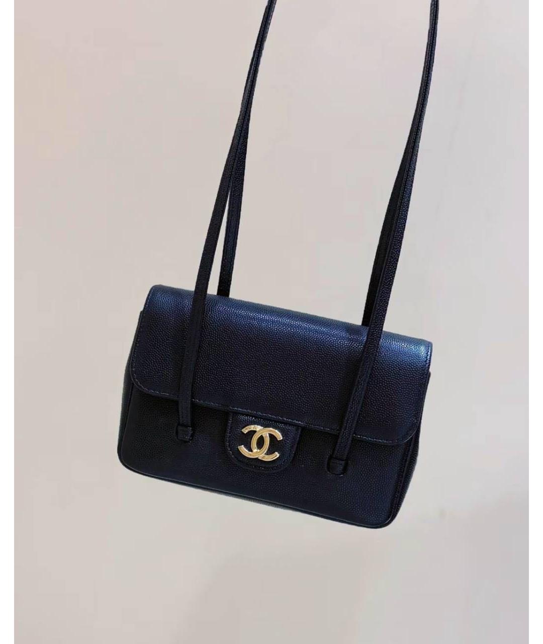 CHANEL Темно-синяя кожаная сумка через плечо, фото 3