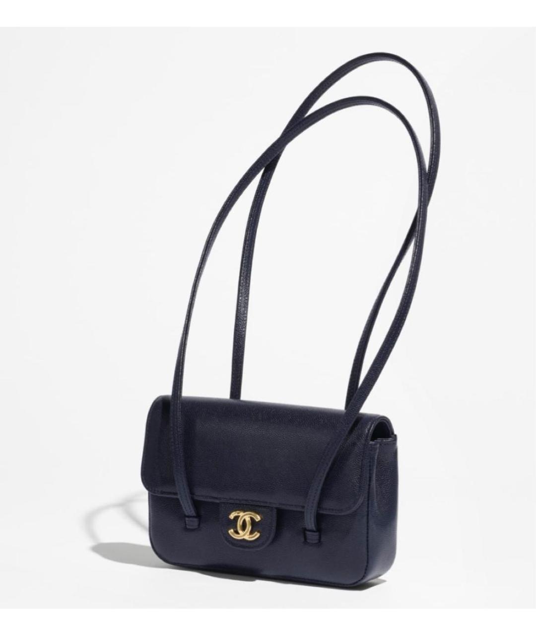 CHANEL Темно-синяя кожаная сумка через плечо, фото 2