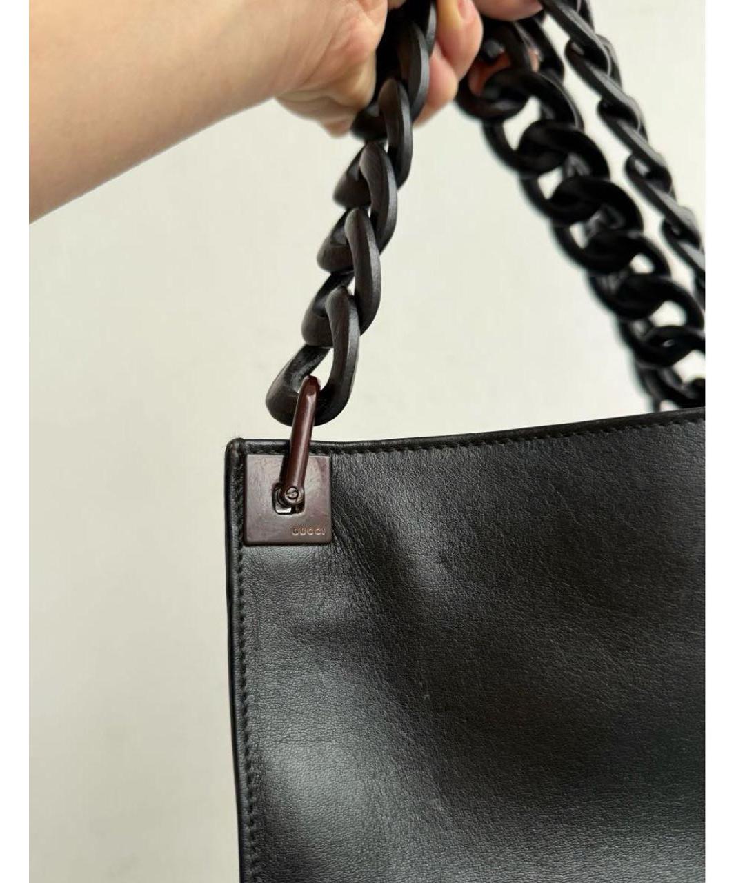GUCCI Черная кожаная сумка через плечо, фото 6