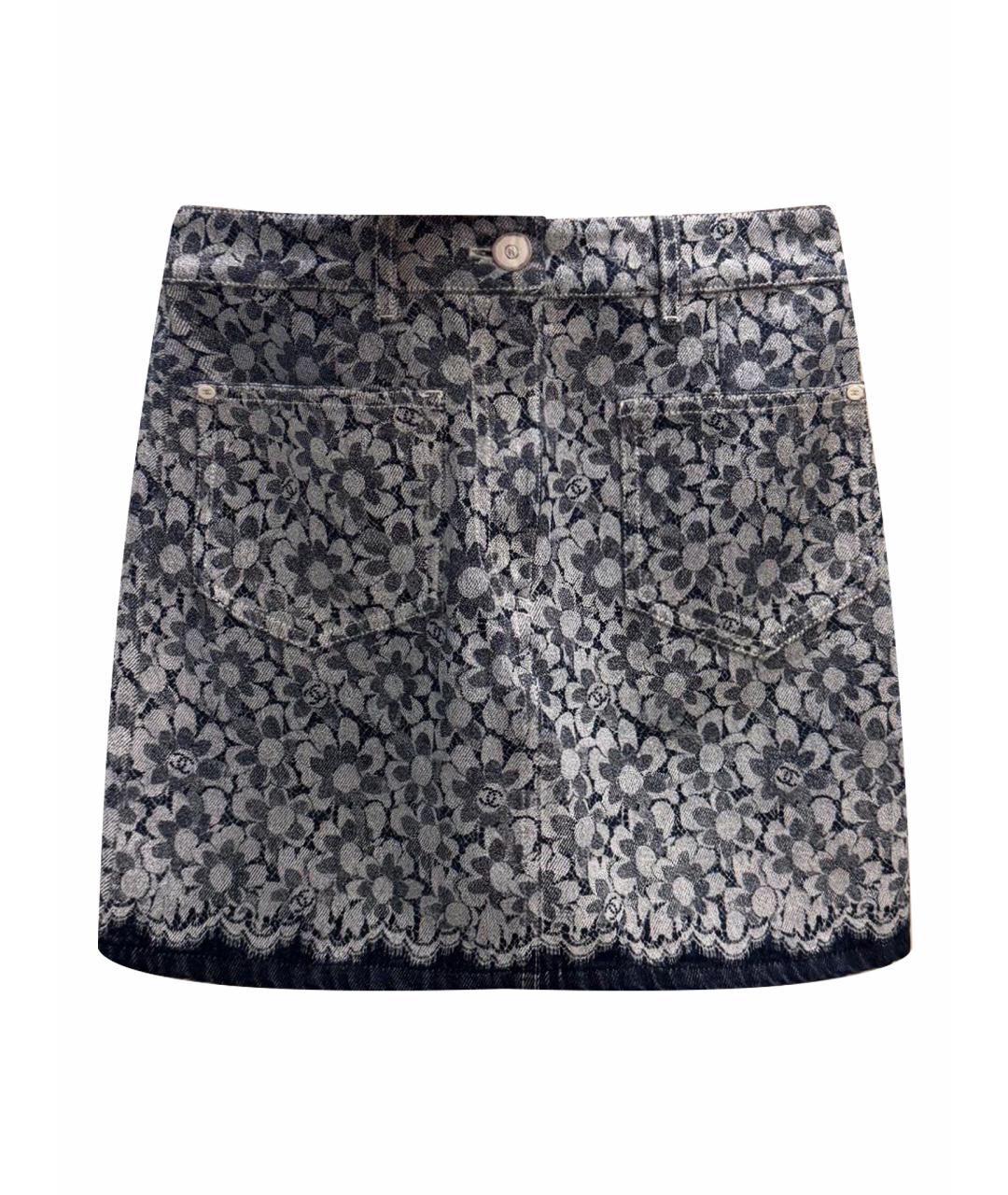 CHANEL Серая деним юбка мини, фото 1
