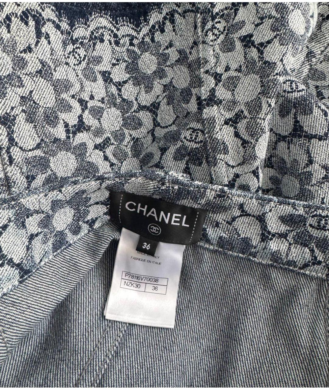 CHANEL Серая деним юбка мини, фото 4