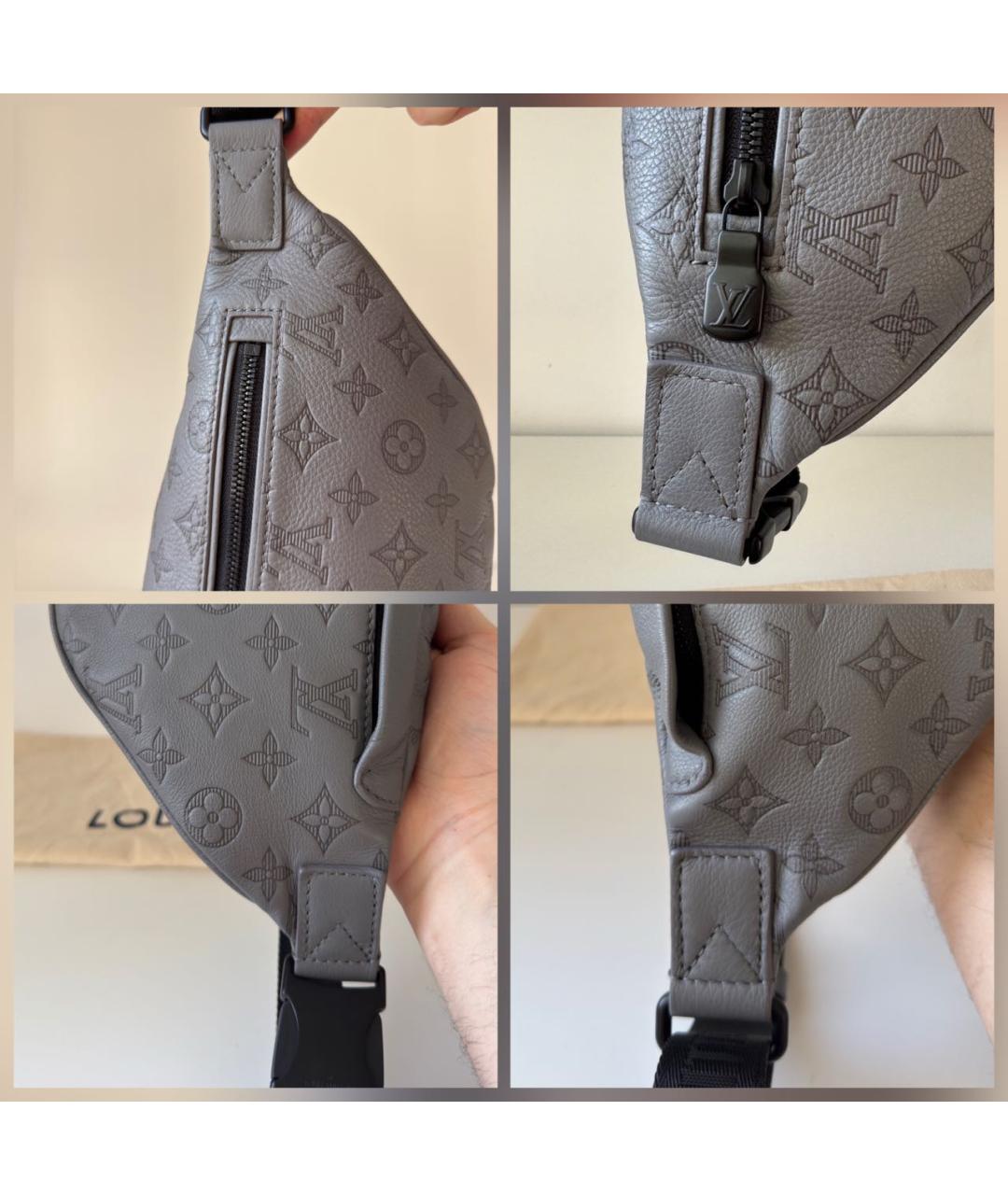 LOUIS VUITTON Серая кожаная поясная сумка, фото 6