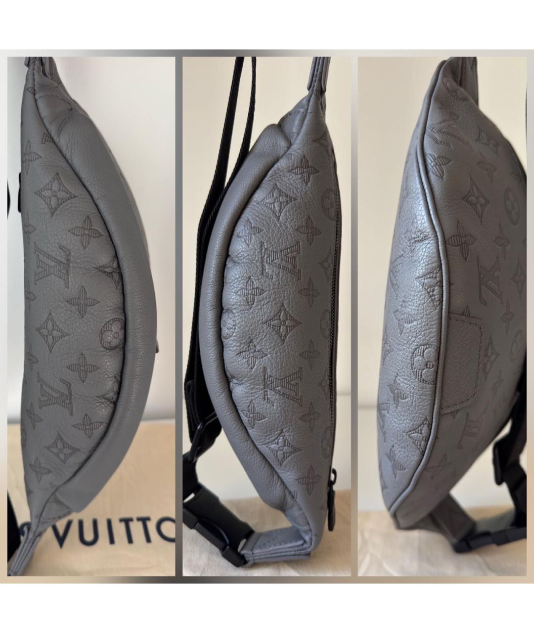 LOUIS VUITTON Серая кожаная поясная сумка, фото 4