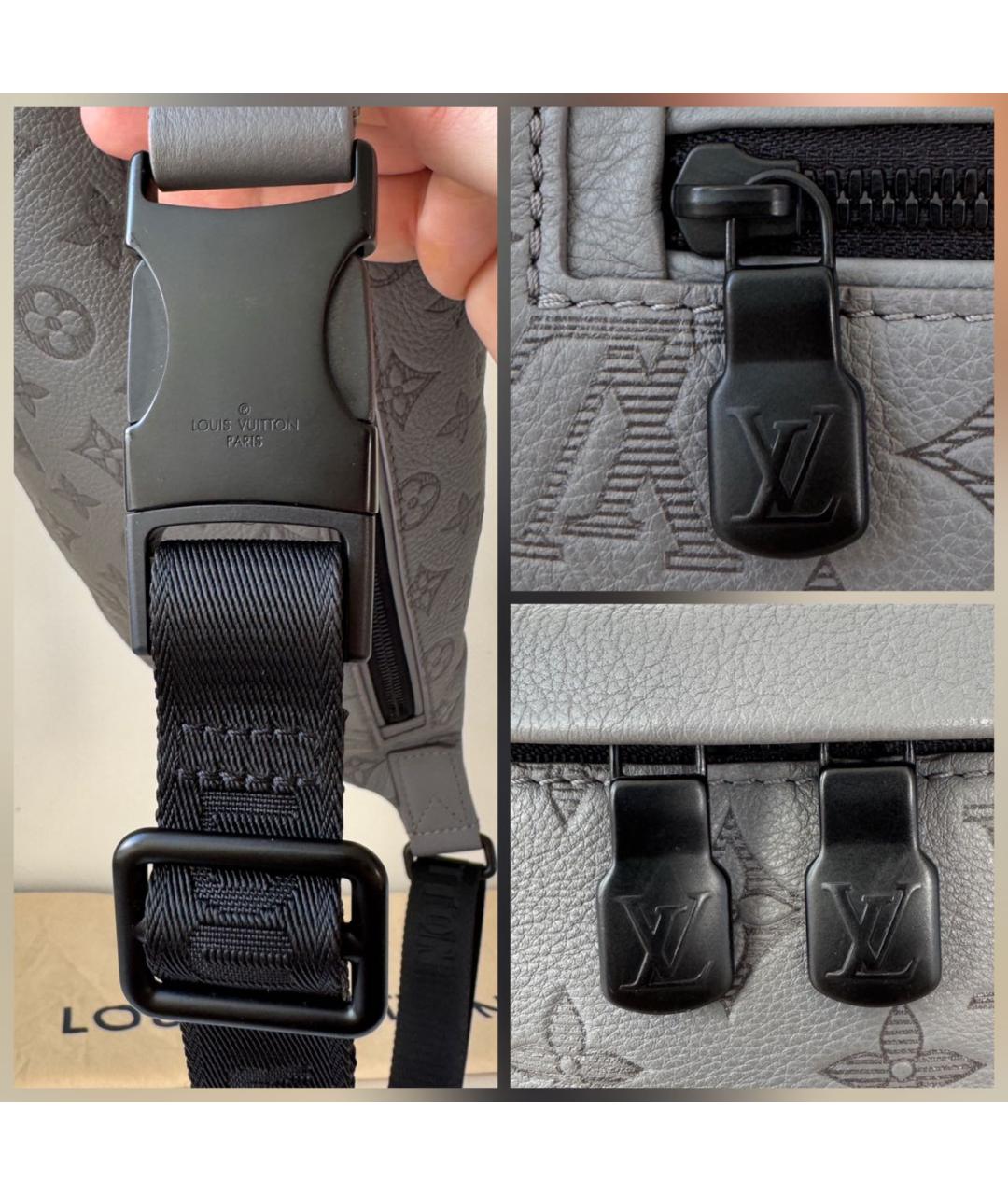 LOUIS VUITTON Серая кожаная поясная сумка, фото 7