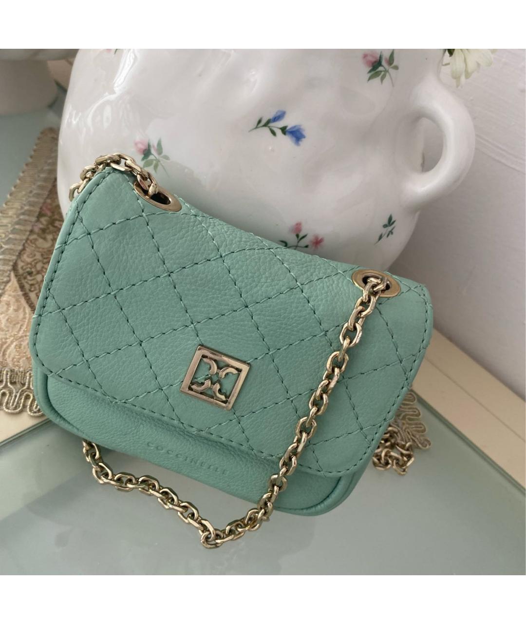 COCCINELLE Бирюзовая кожаная сумка через плечо, фото 7