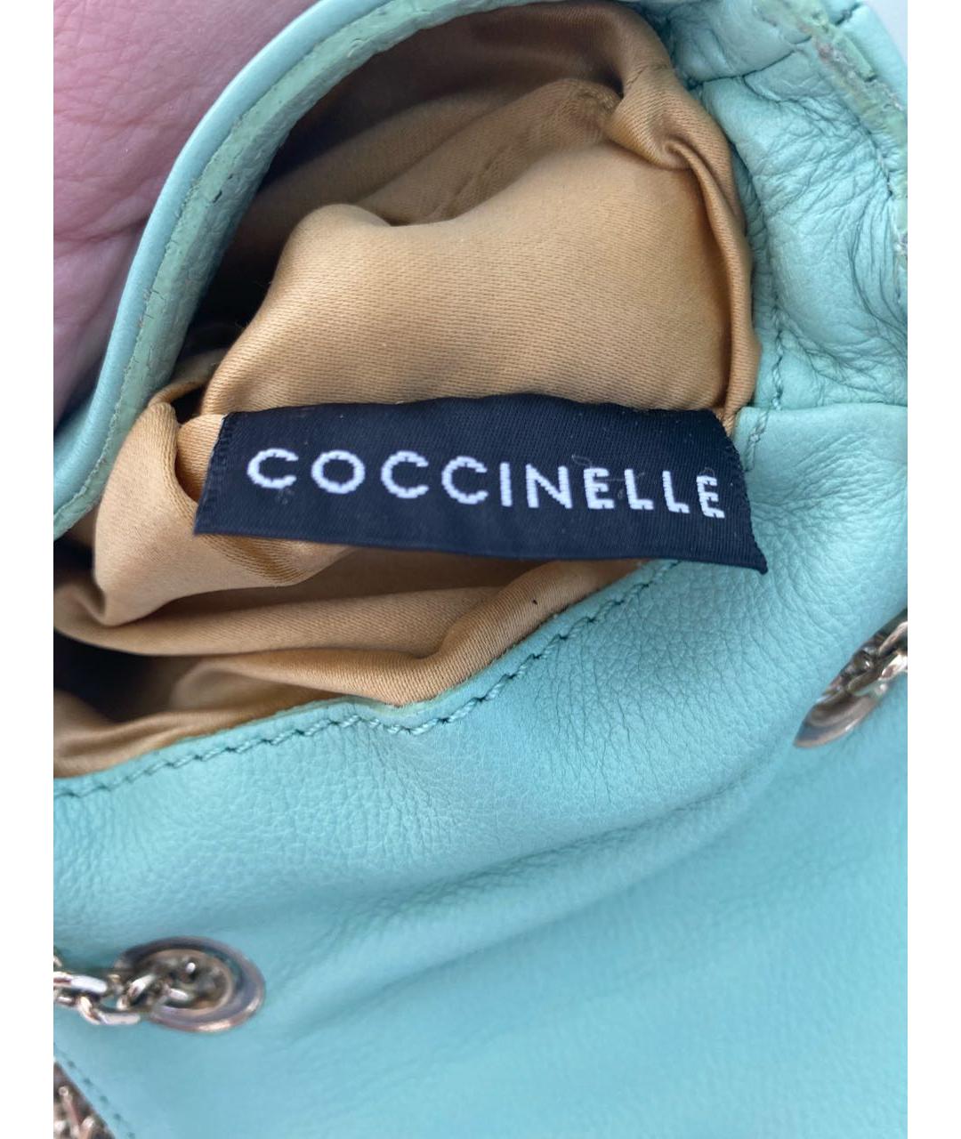 COCCINELLE Бирюзовая кожаная сумка через плечо, фото 4