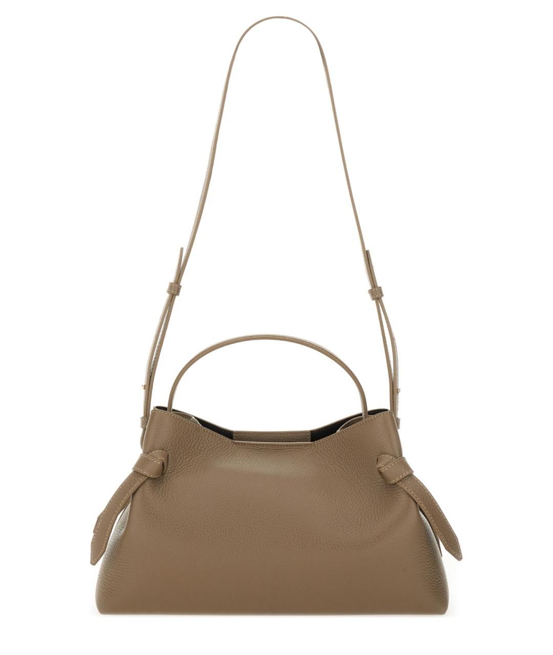 YUZEFI Бежевая кожаная сумка с короткими ручками, фото 3