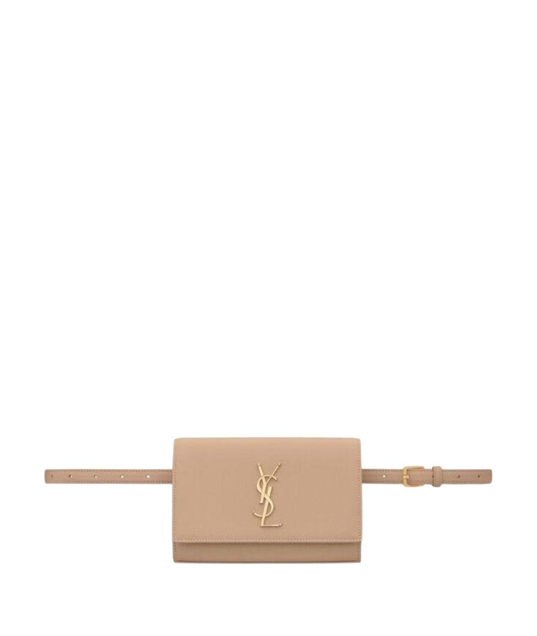 SAINT LAURENT Бежевая кожаная поясная сумка, фото 1