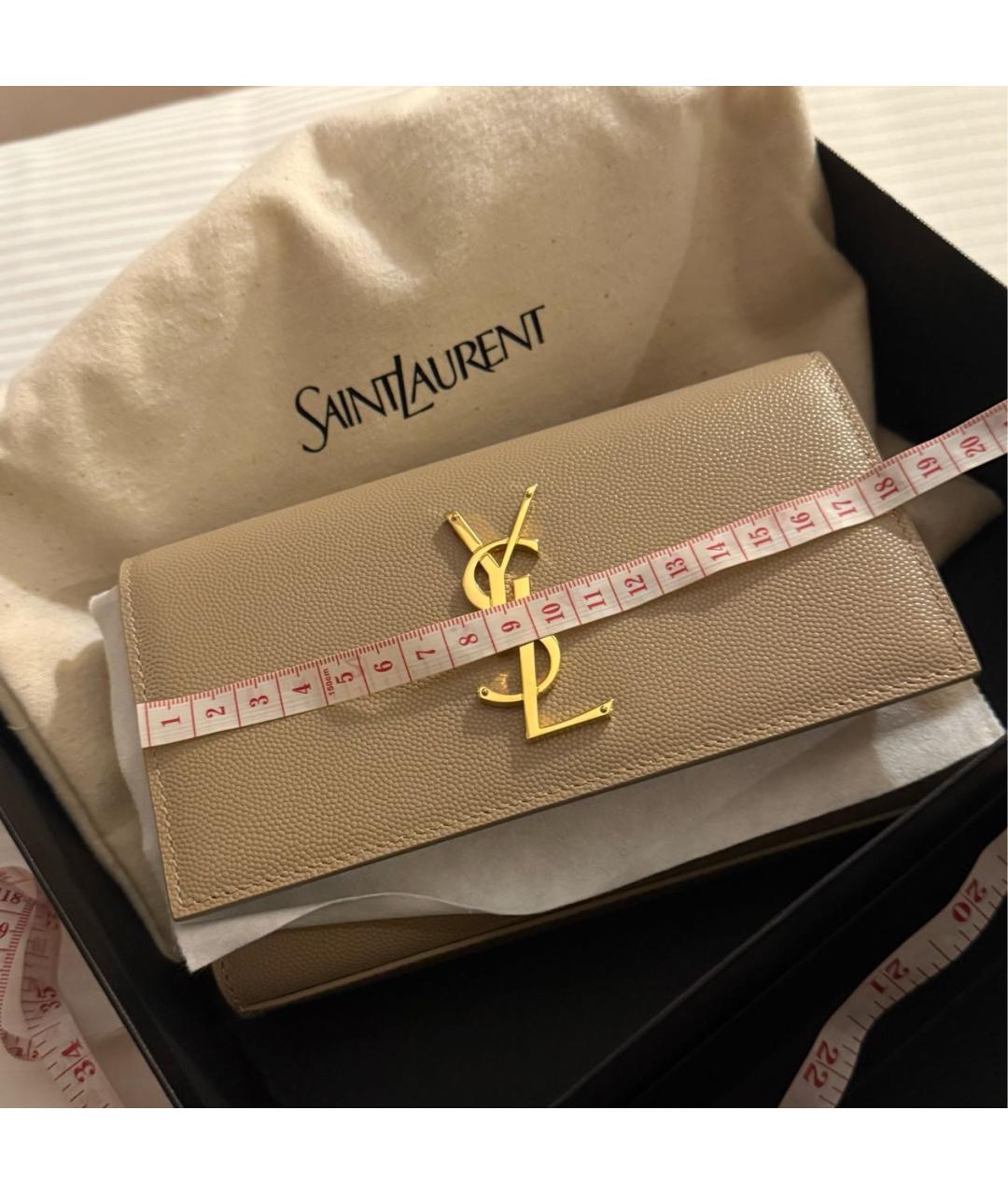 SAINT LAURENT Бежевая кожаная поясная сумка, фото 6