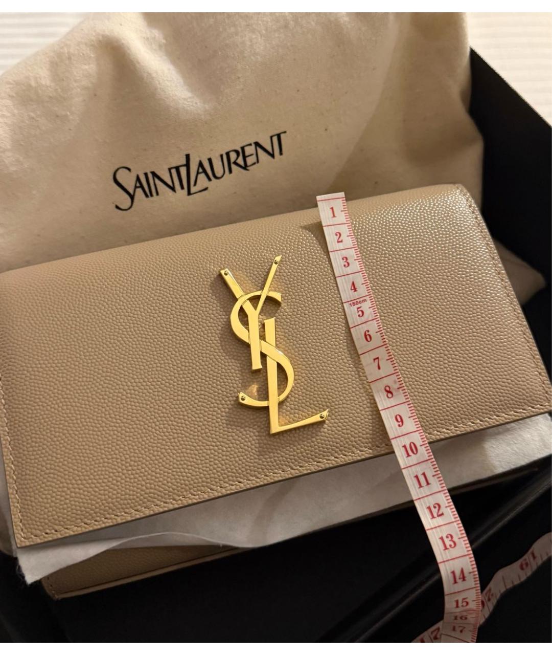 SAINT LAURENT Бежевая кожаная поясная сумка, фото 7