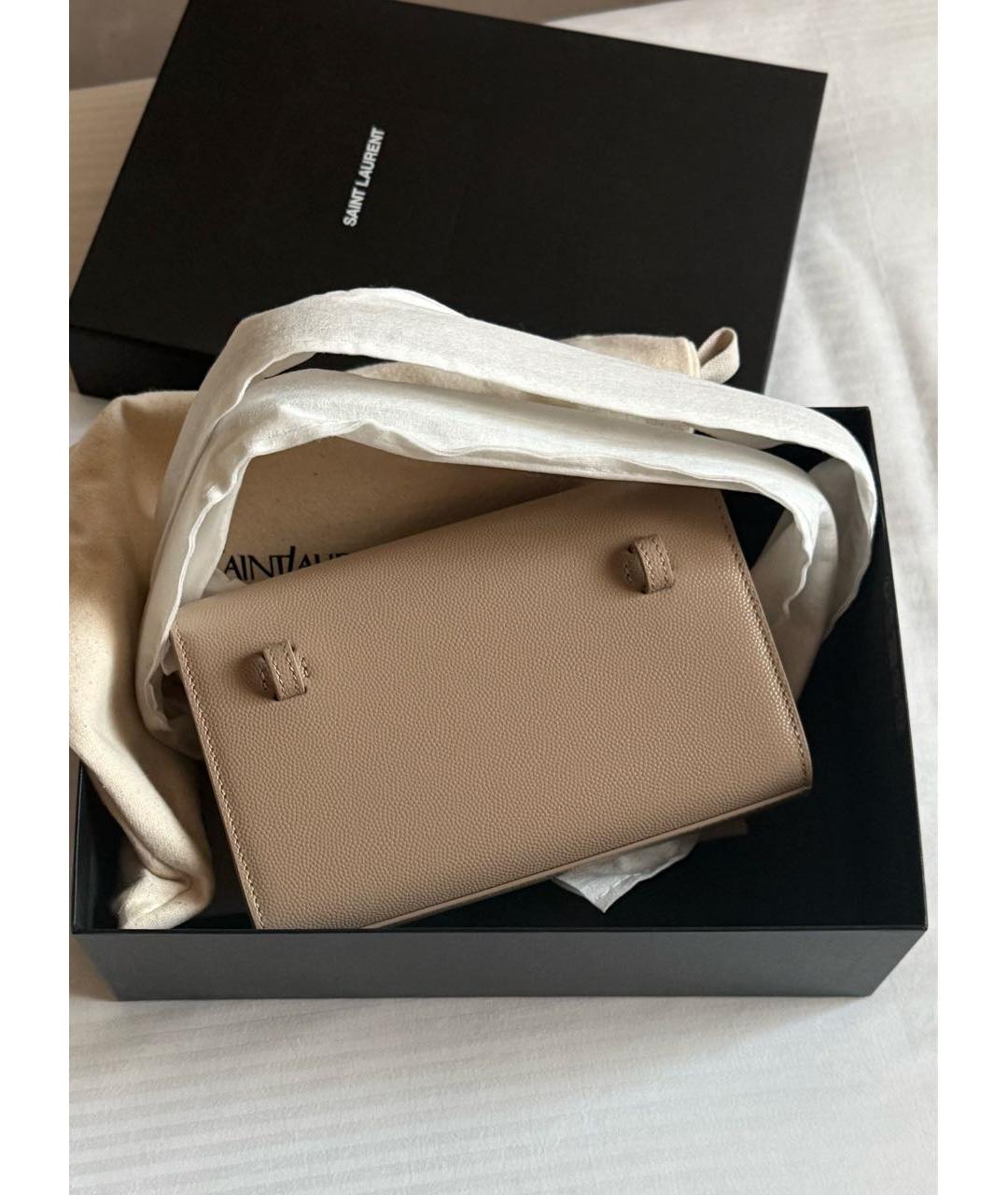 SAINT LAURENT Бежевая кожаная поясная сумка, фото 5