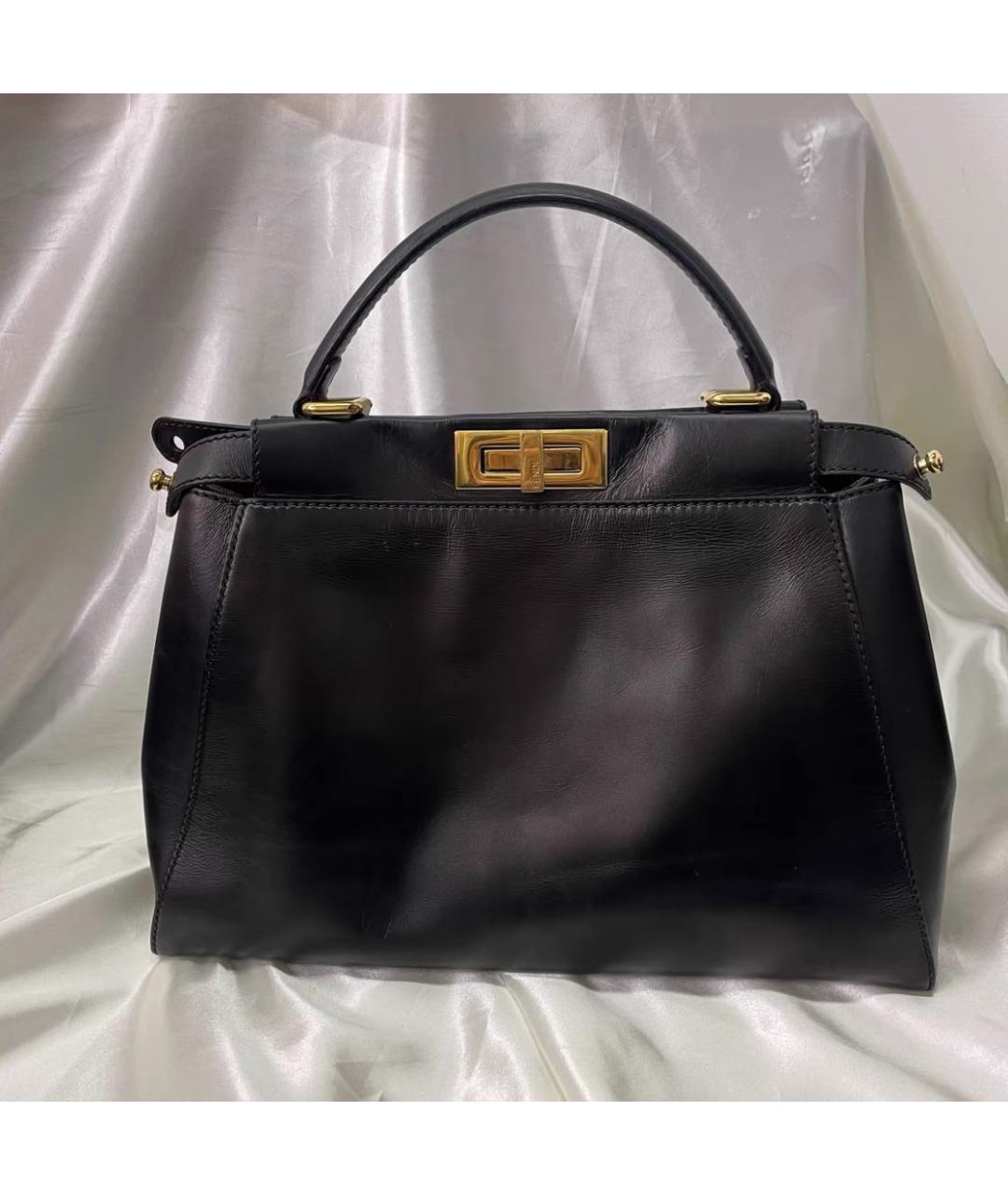 FENDI Черная кожаная сумка тоут, фото 4