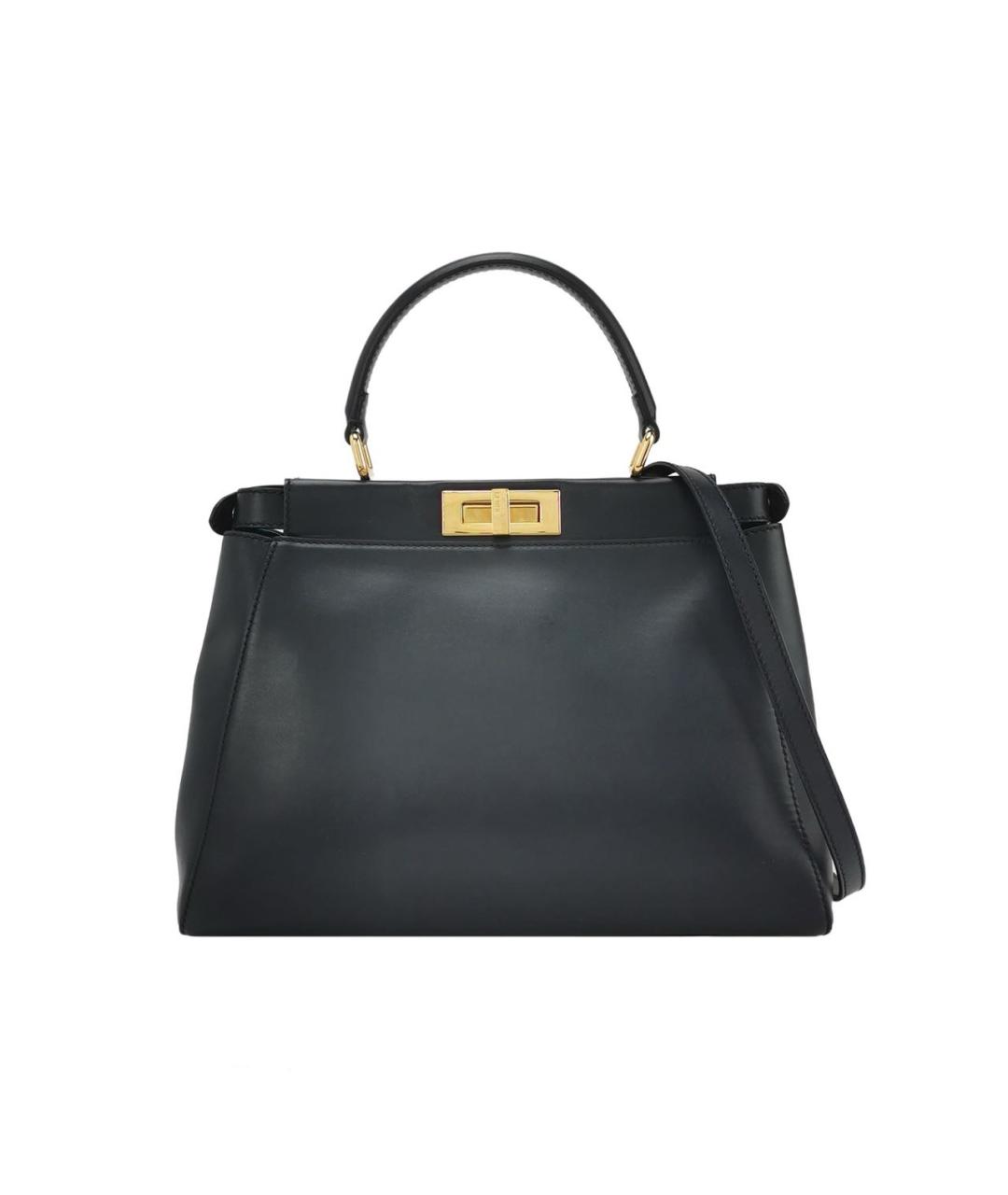 FENDI Черная кожаная сумка тоут, фото 5