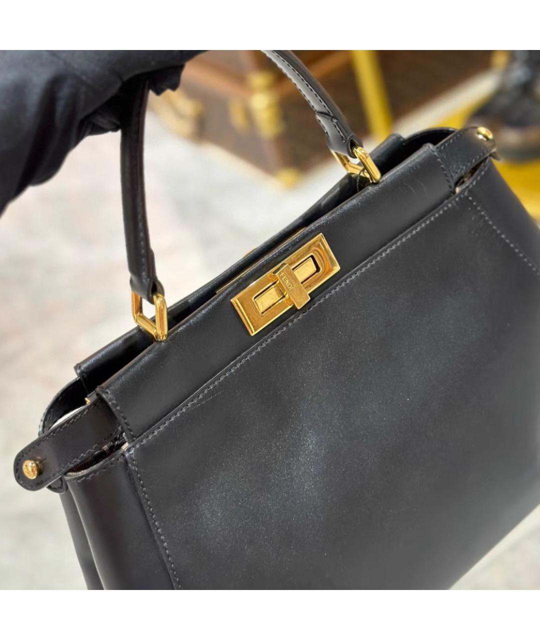 FENDI Черная кожаная сумка тоут, фото 2