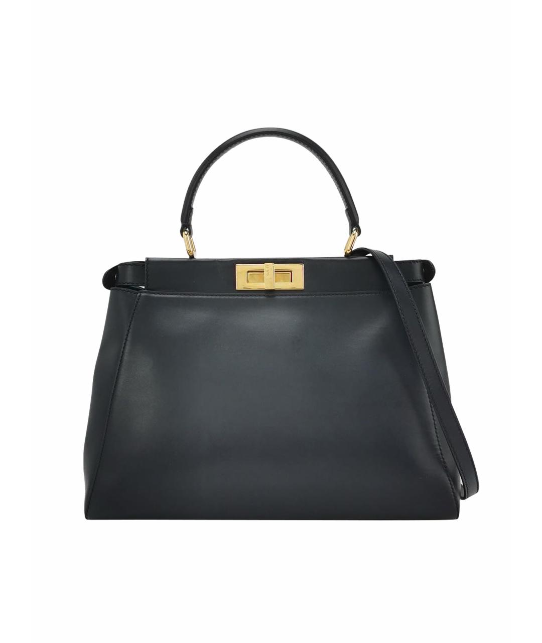 FENDI Черная кожаная сумка тоут, фото 1