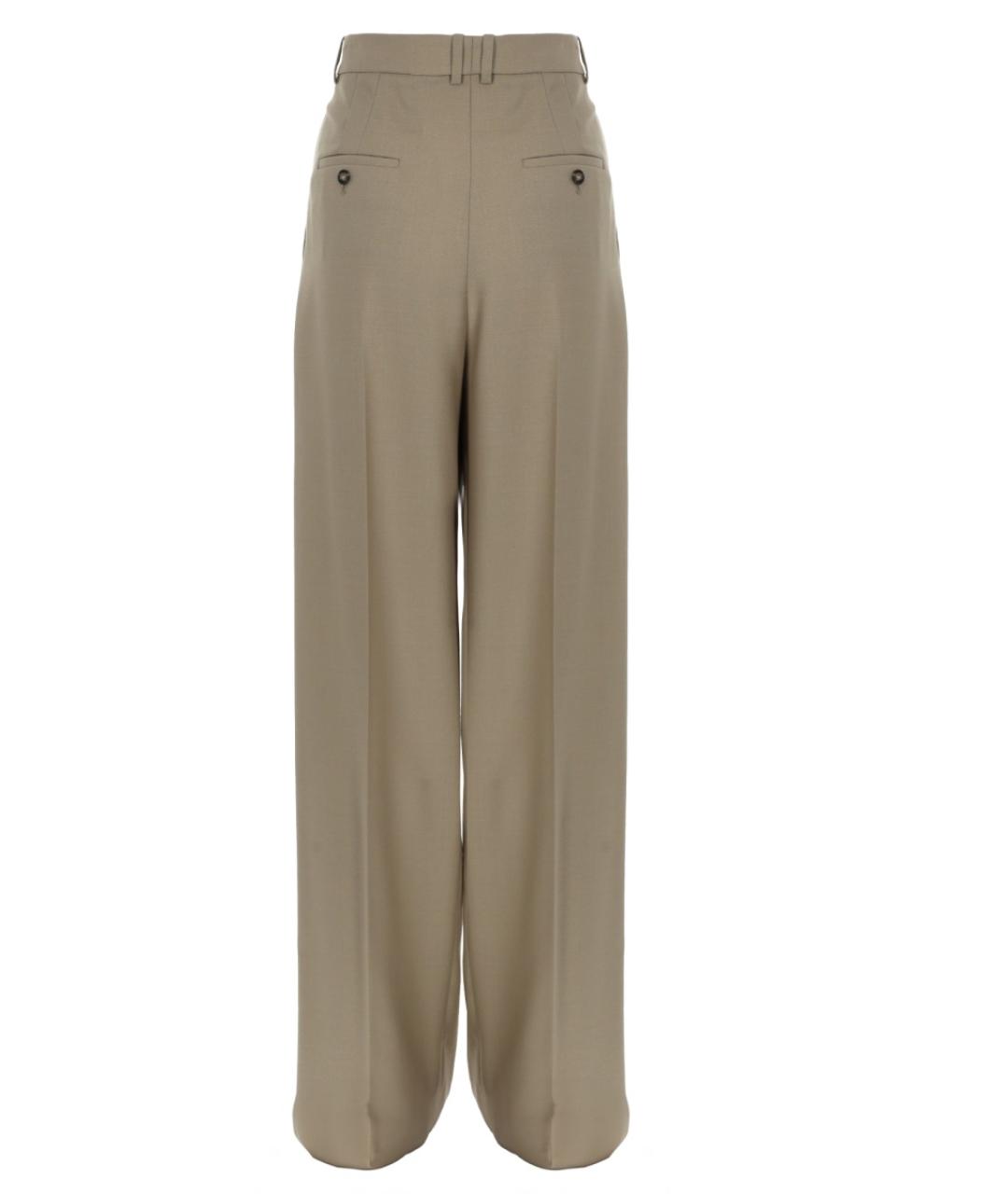 SAINT LAURENT Бежевые шерстяные прямые брюки, фото 2