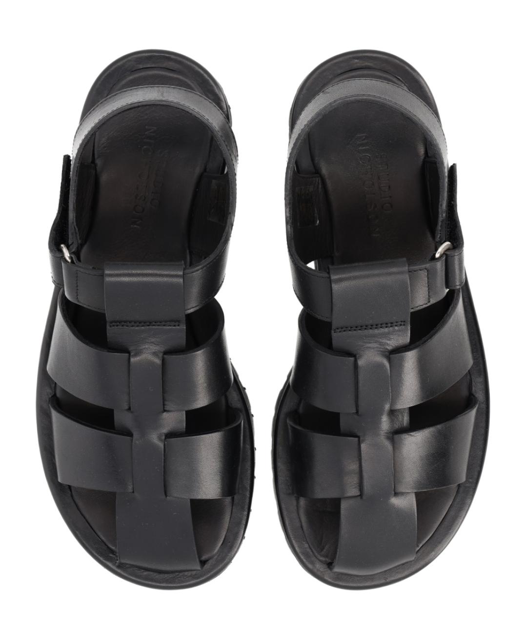 STUDIO NICHOLSON Черные кожаные сандалии, фото 6