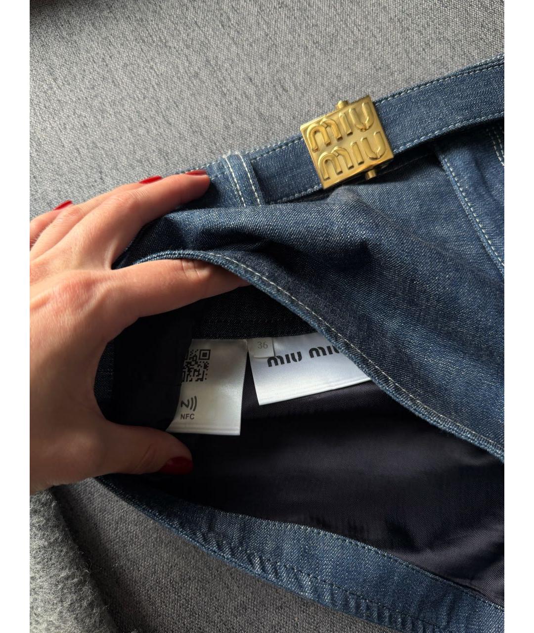 MIU MIU Темно-синие хлопковые шорты, фото 3