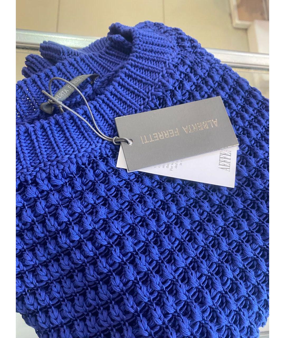 ALBERTA FERRETTI Синий хлопковый джемпер / свитер, фото 5