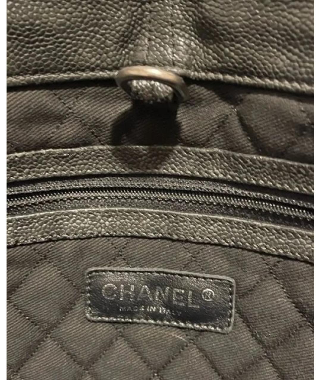 CHANEL Черная кожаная сумка тоут, фото 5