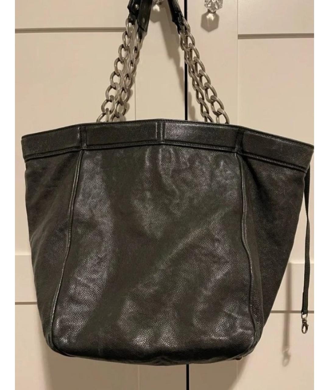 CHANEL Черная кожаная сумка тоут, фото 4