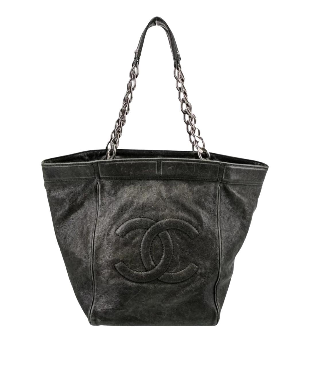 CHANEL Черная кожаная сумка тоут, фото 1