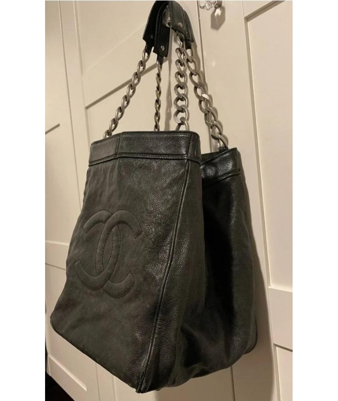 CHANEL Черная кожаная сумка тоут, фото 2