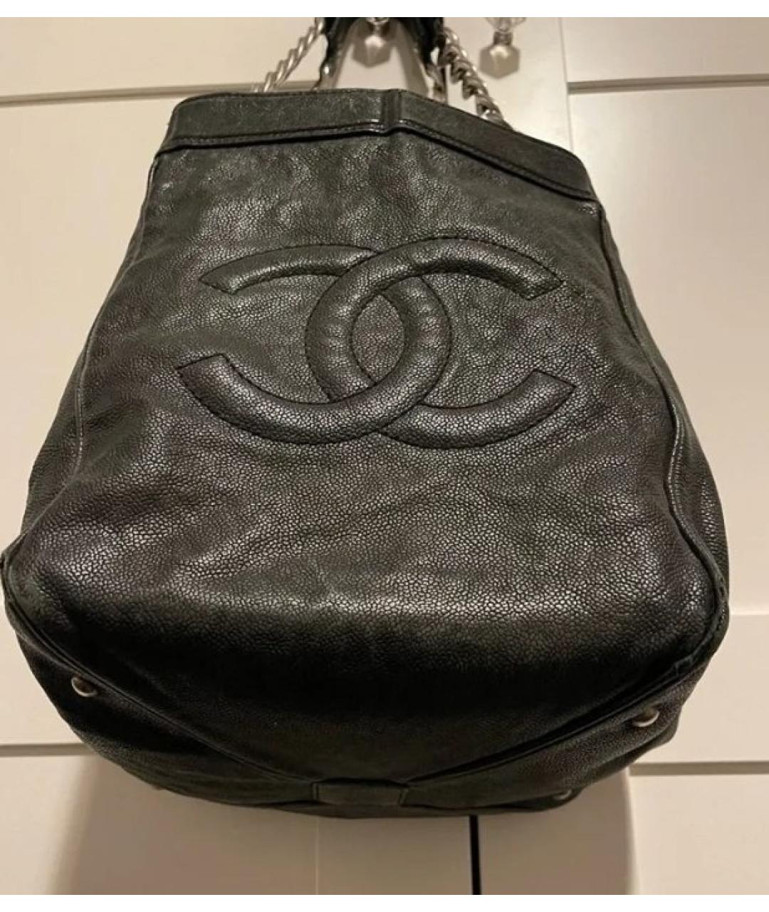 CHANEL Черная кожаная сумка тоут, фото 3