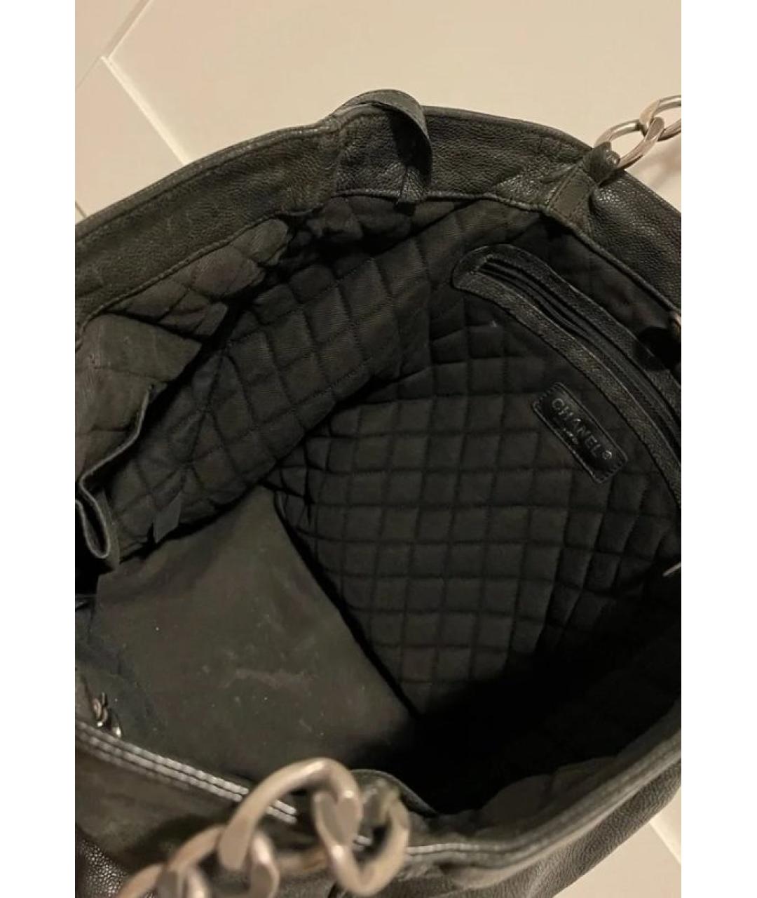 CHANEL Черная кожаная сумка тоут, фото 6