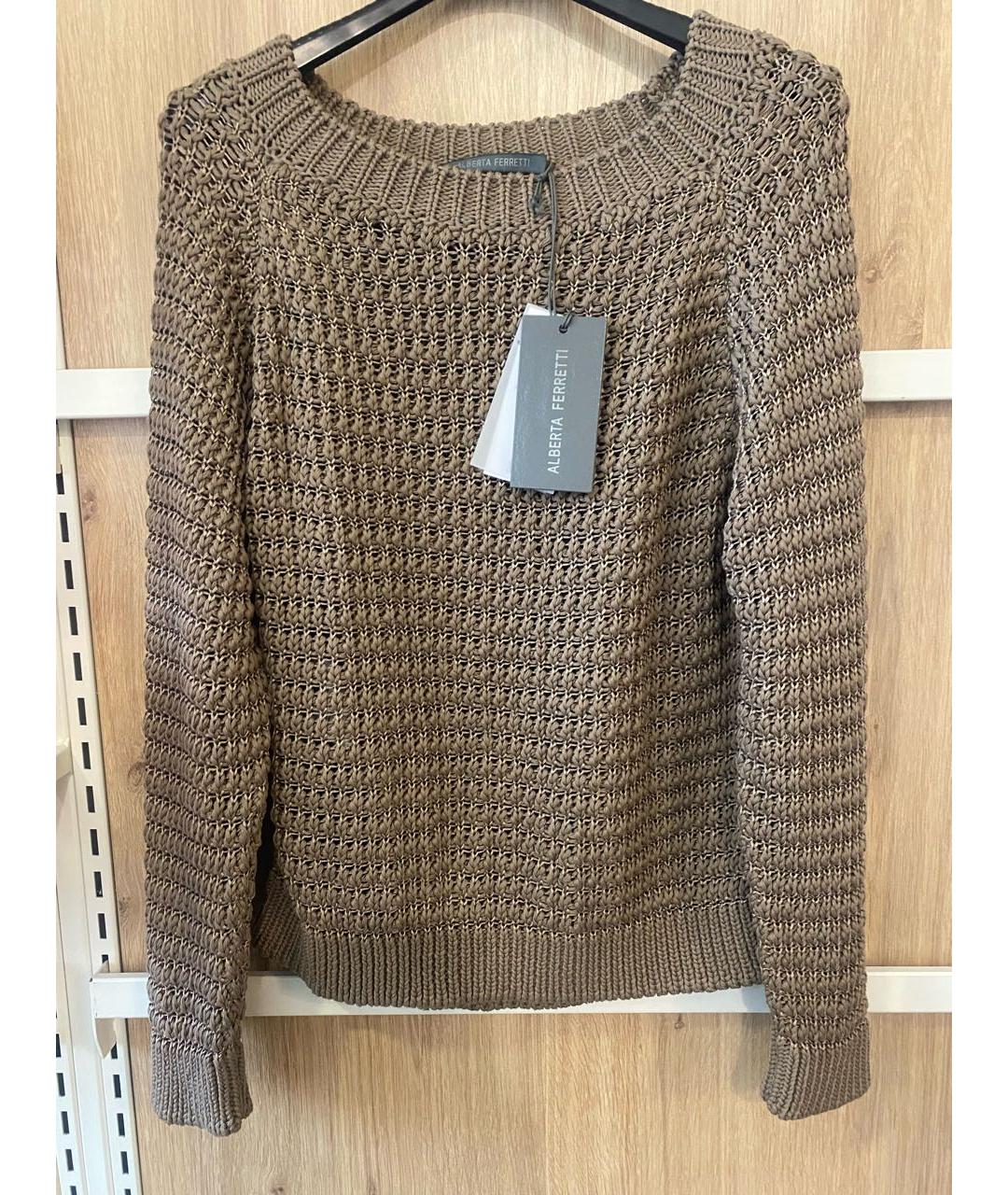 ALBERTA FERRETTI Бежевый хлопковый джемпер / свитер, фото 6