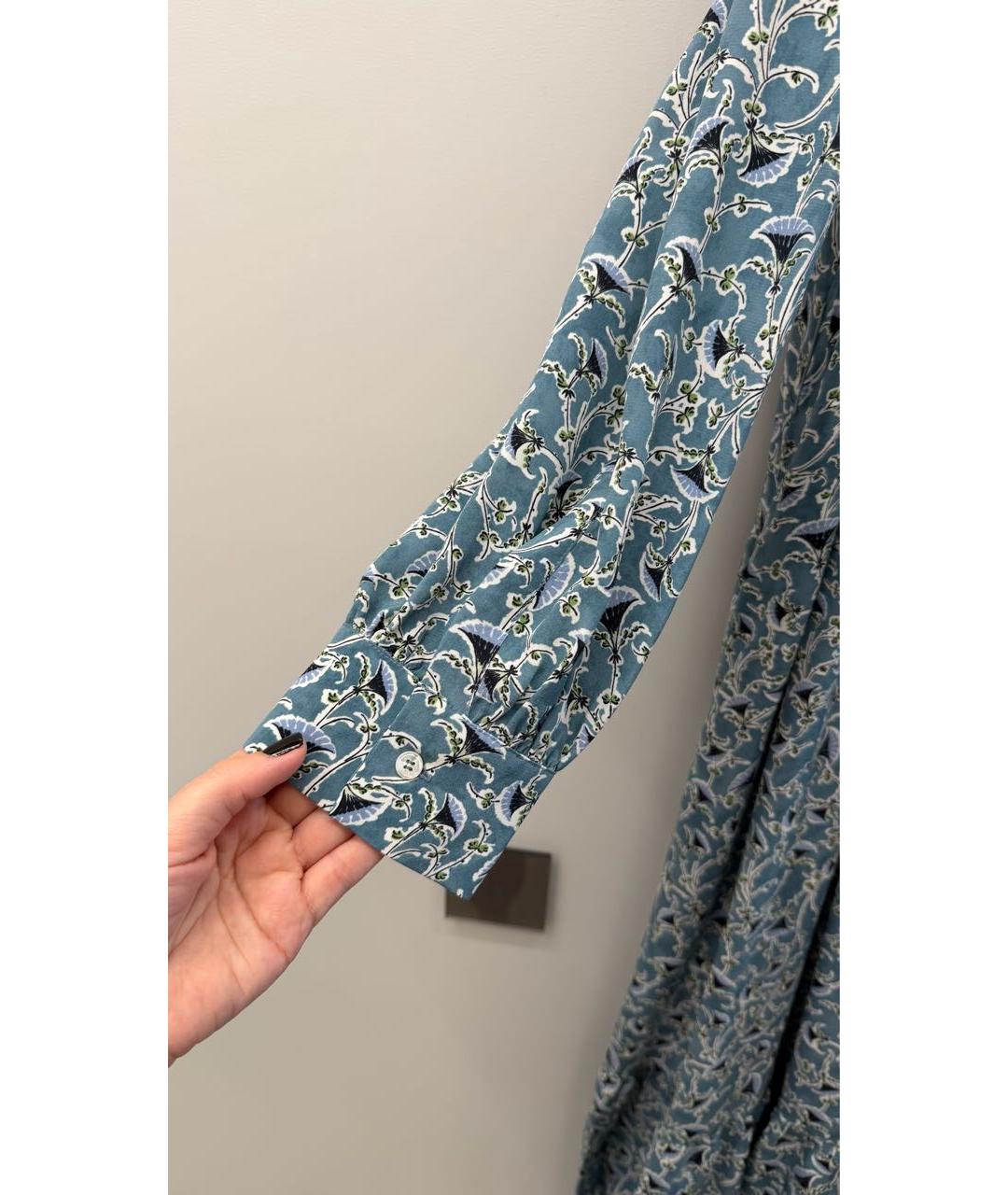 WEEKEND MAX MARA Голубое шелковое повседневное платье, фото 4