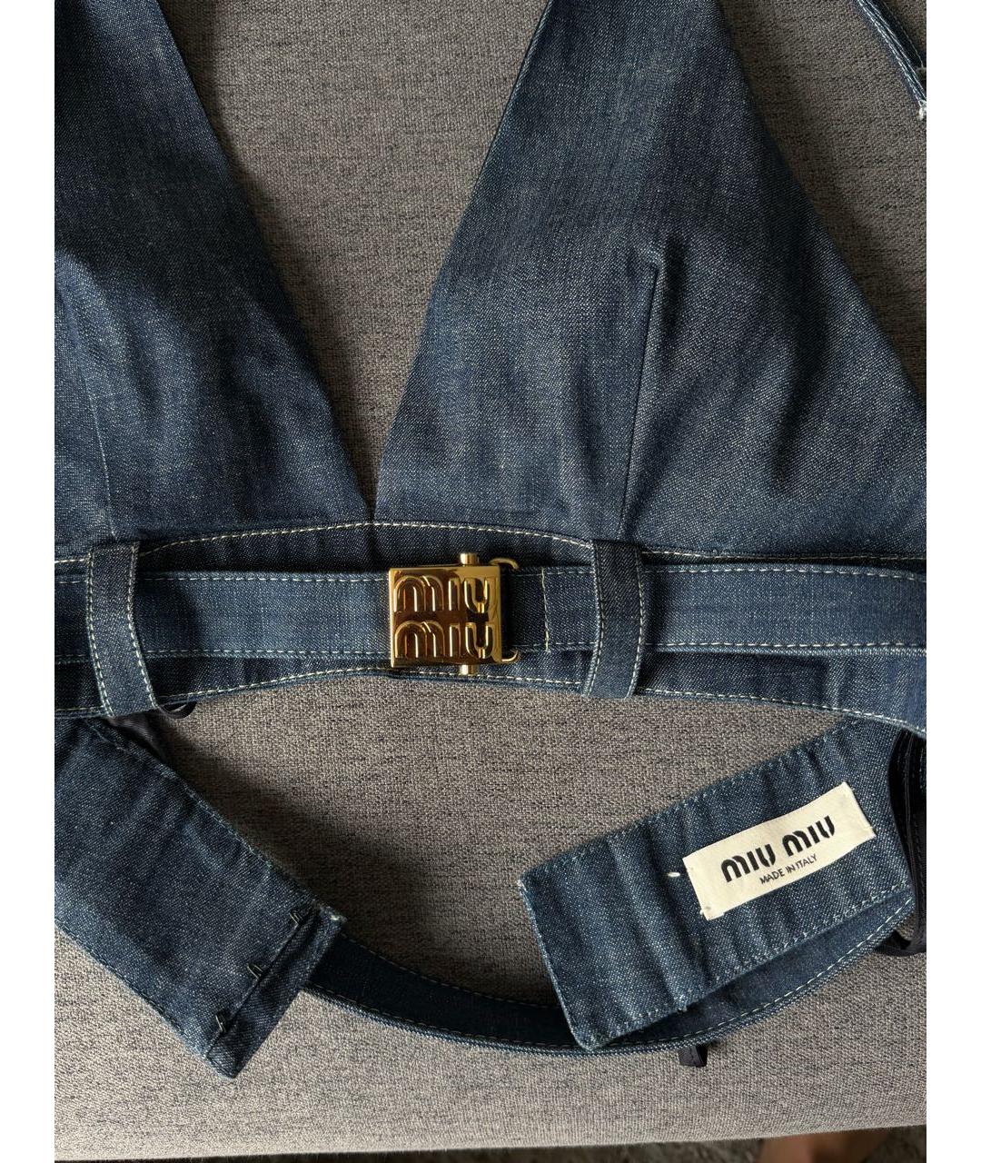 MIU MIU Синяя деним майка, фото 2