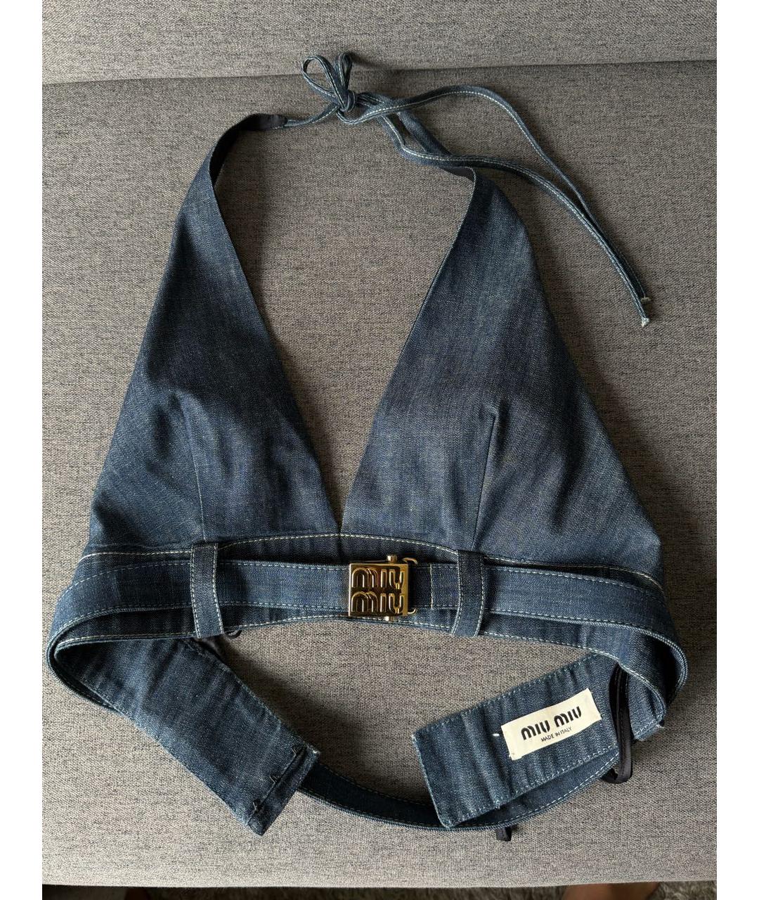 MIU MIU Синяя деним майка, фото 3