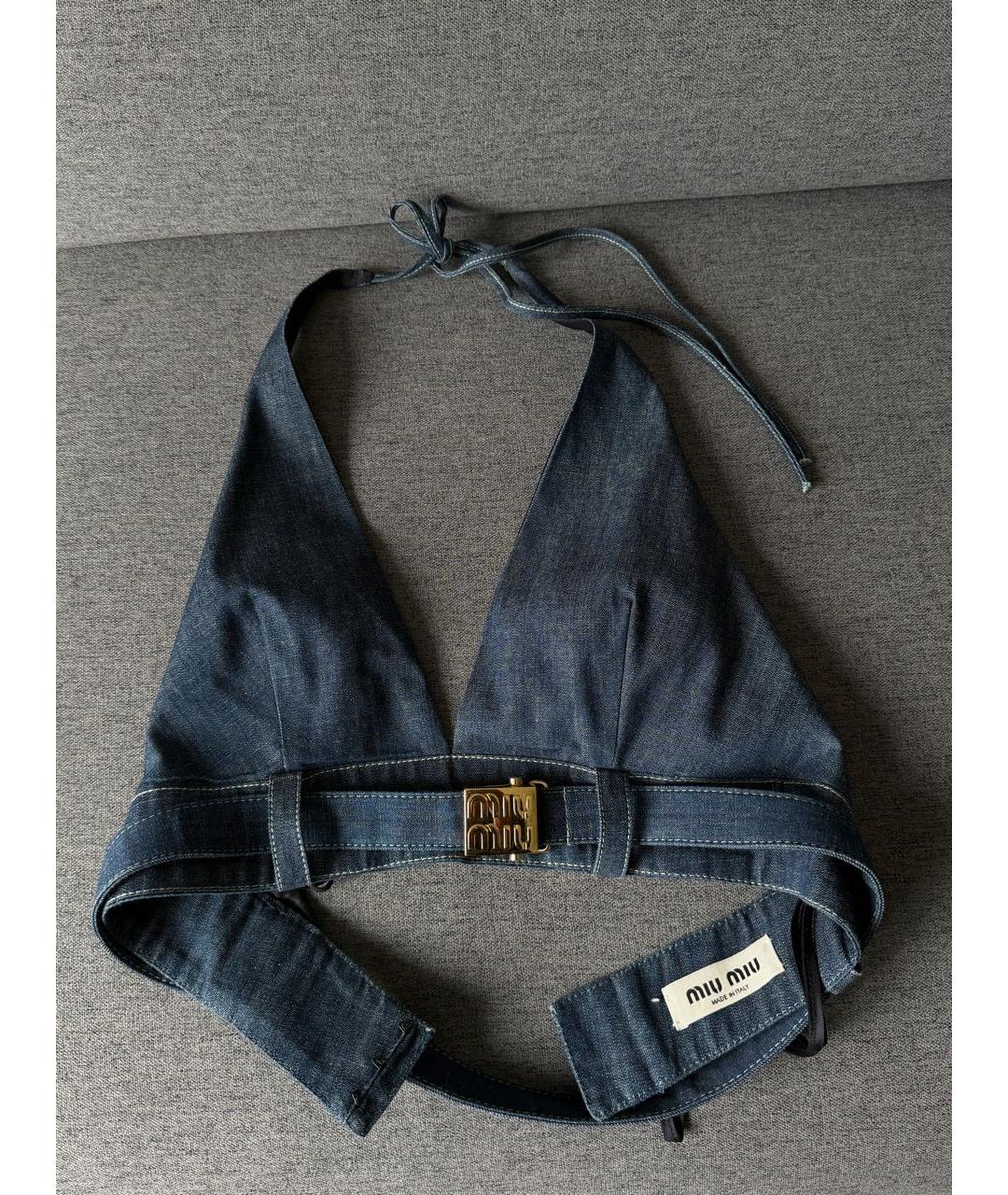 MIU MIU Синяя деним майка, фото 5