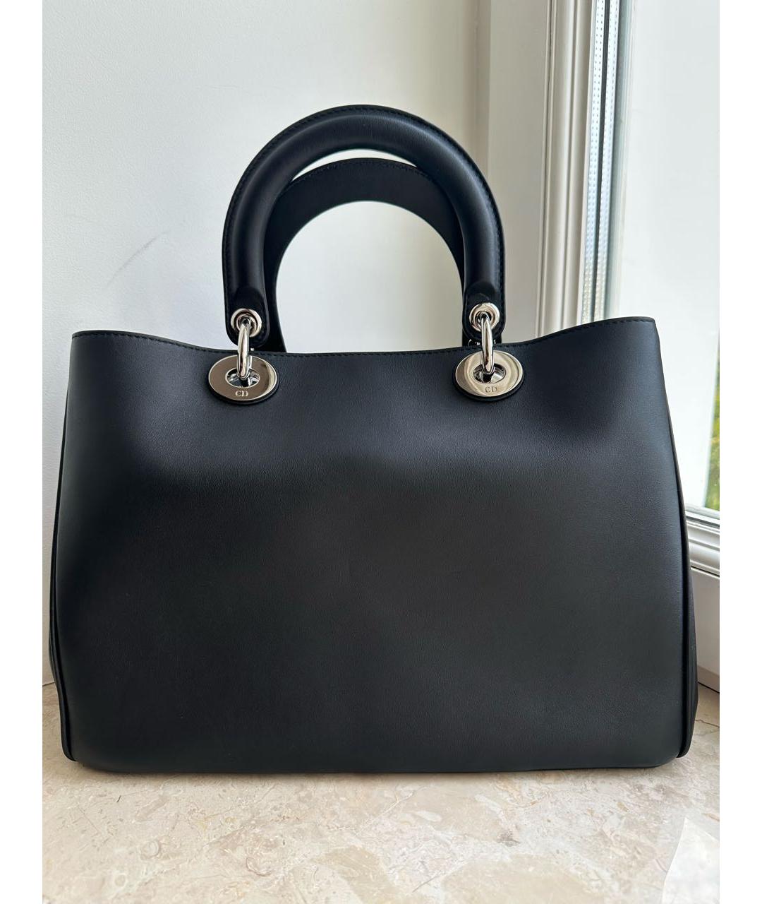 CHRISTIAN DIOR Черная кожаная сумка тоут, фото 3