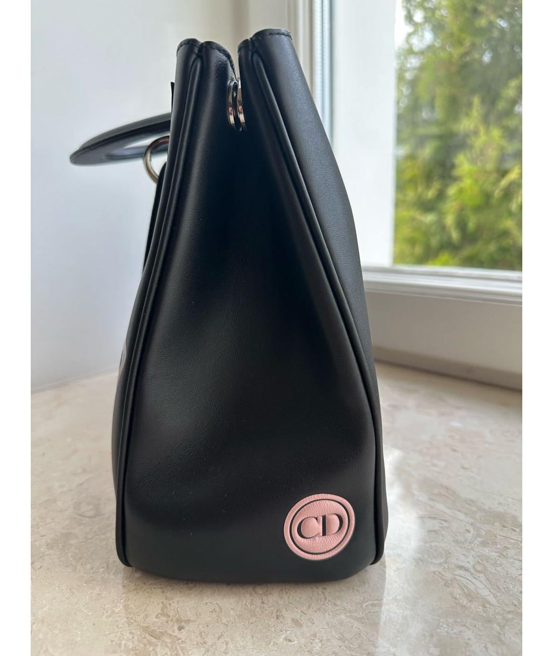 CHRISTIAN DIOR Черная кожаная сумка тоут, фото 2