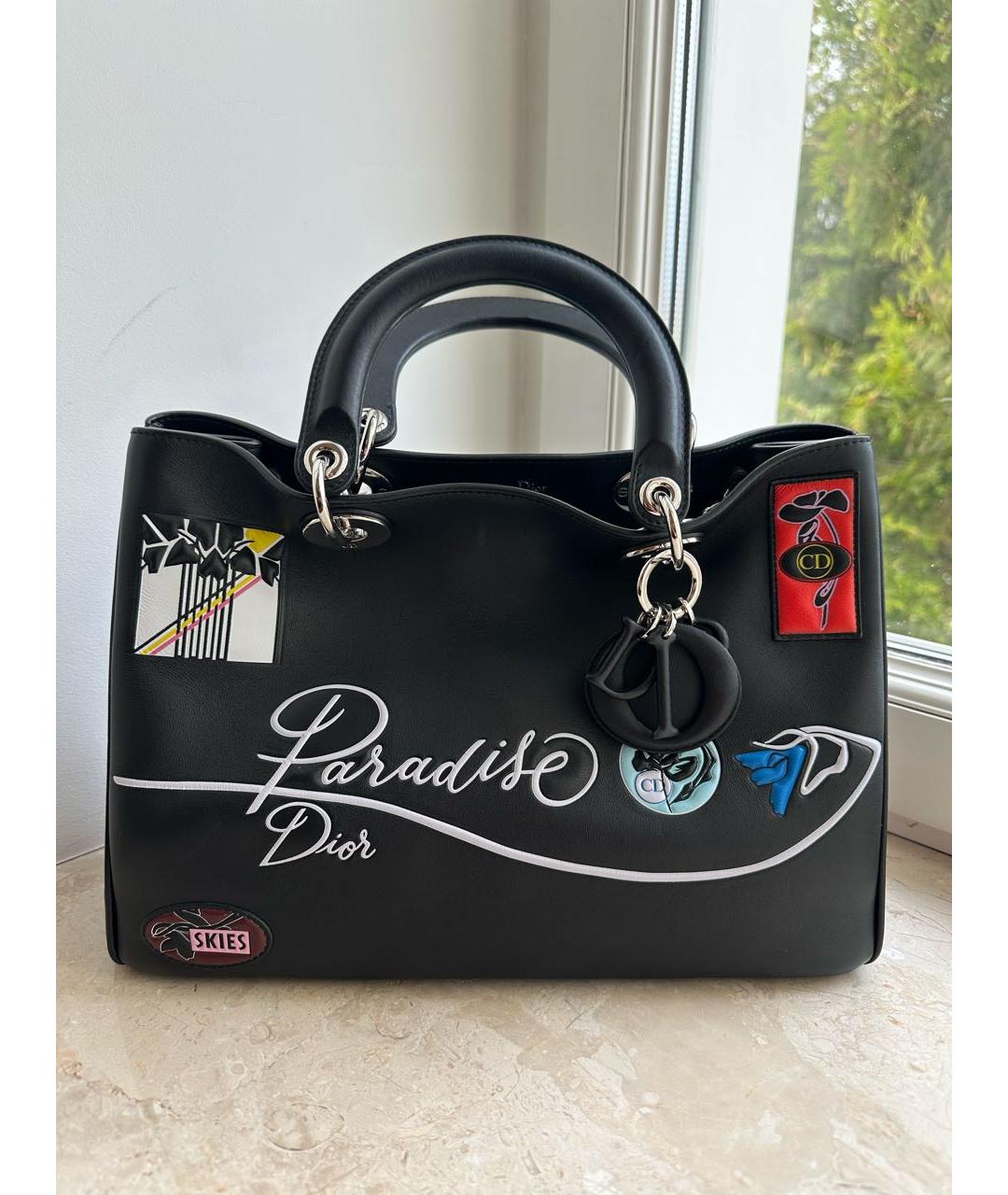 CHRISTIAN DIOR Черная кожаная сумка тоут, фото 5