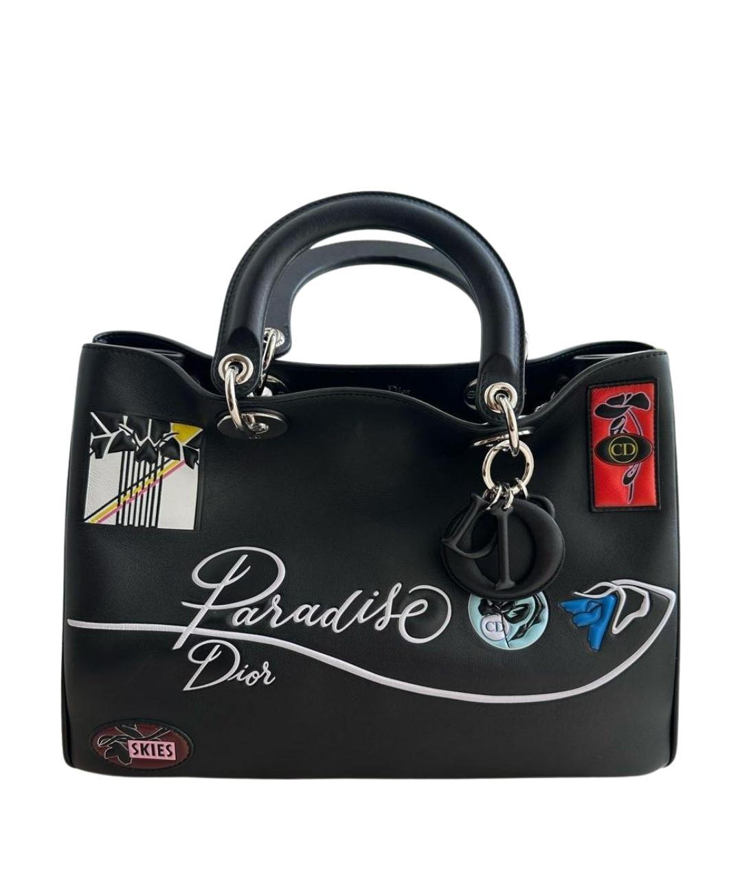 CHRISTIAN DIOR Черная кожаная сумка тоут, фото 1