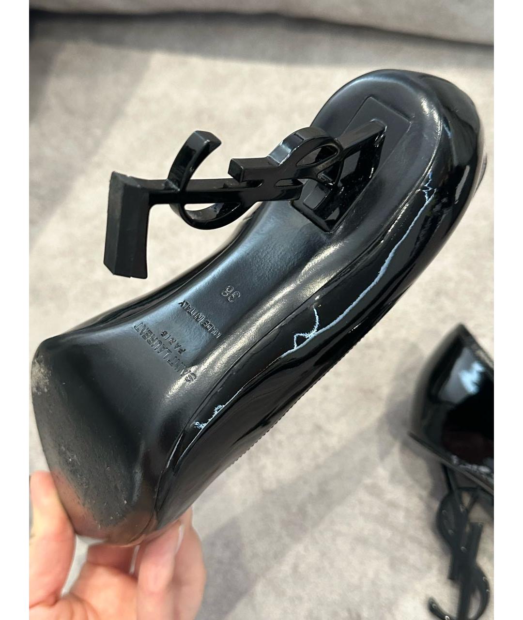 SAINT LAURENT Черные туфли из лакированной кожи, фото 4