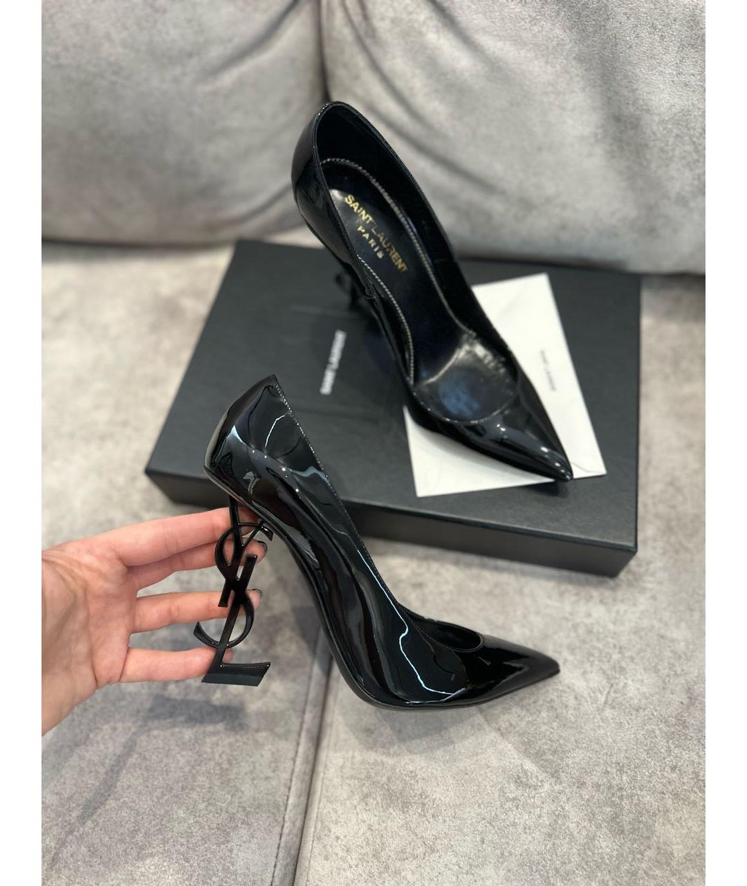 SAINT LAURENT Черные туфли из лакированной кожи, фото 8