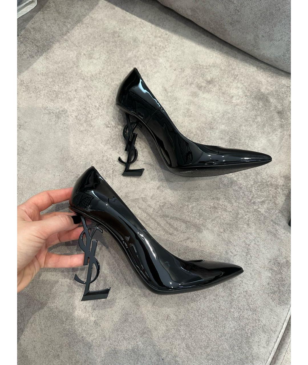 SAINT LAURENT Черные туфли из лакированной кожи, фото 2