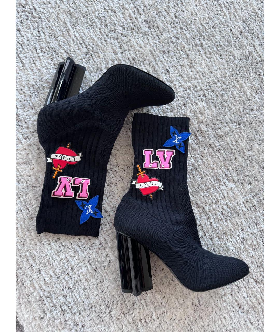 LOUIS VUITTON Черные текстильные ботильоны, фото 5