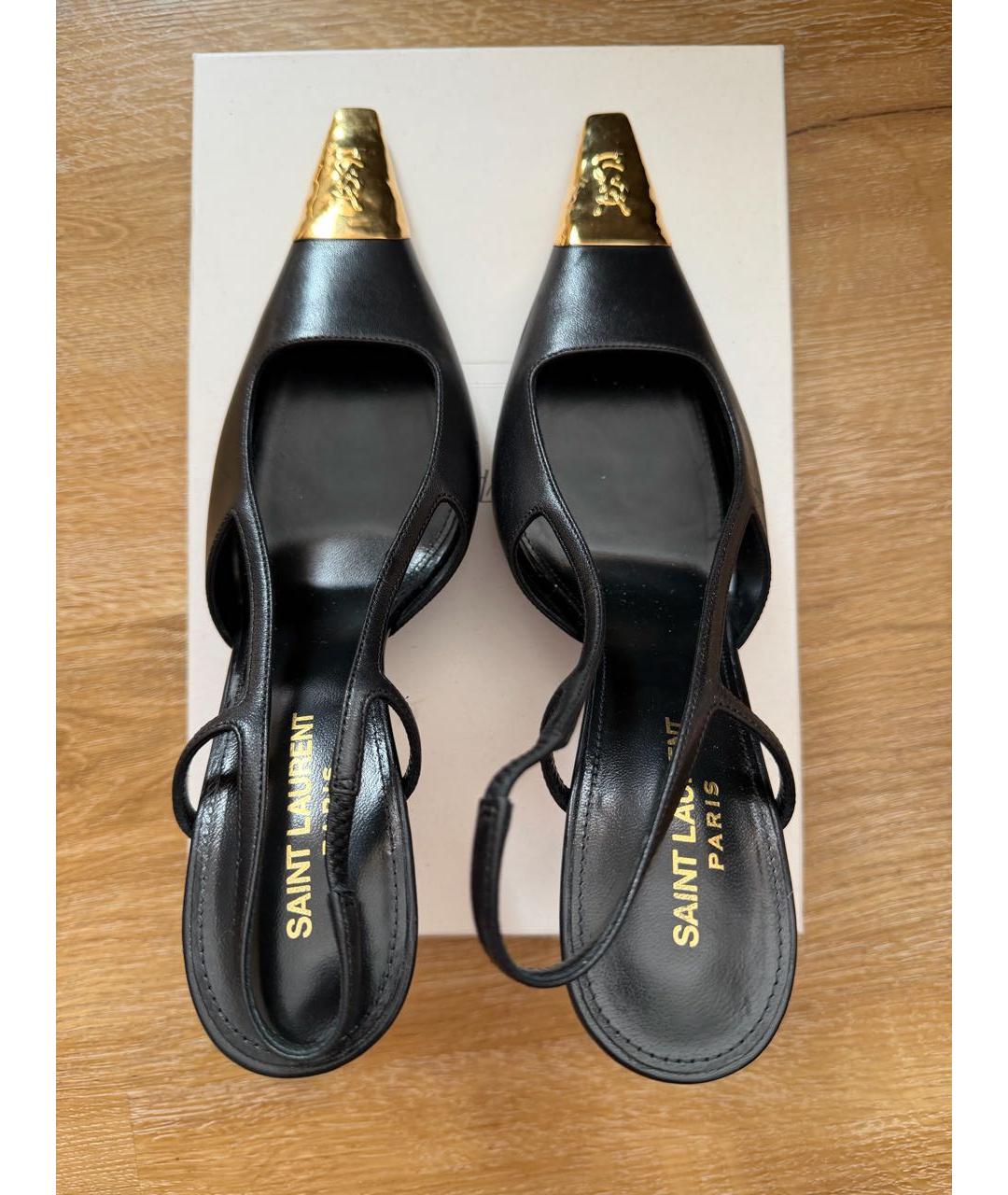 SAINT LAURENT Черные кожаные туфли, фото 3