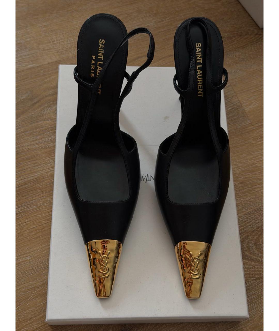 SAINT LAURENT Черные кожаные туфли, фото 2