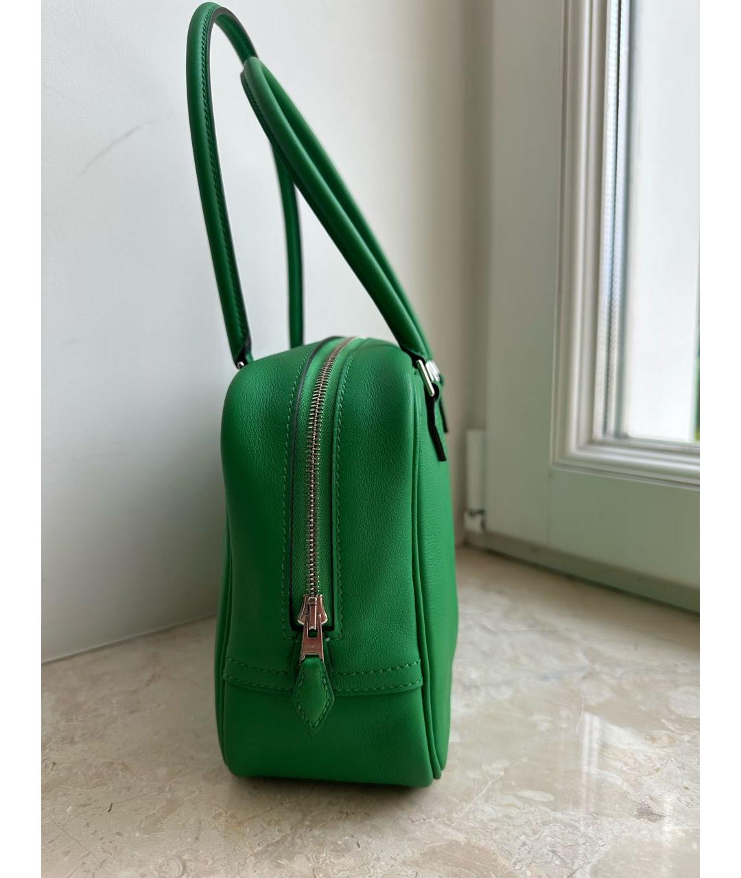 HERMES Зеленая кожаная сумка с короткими ручками, фото 2